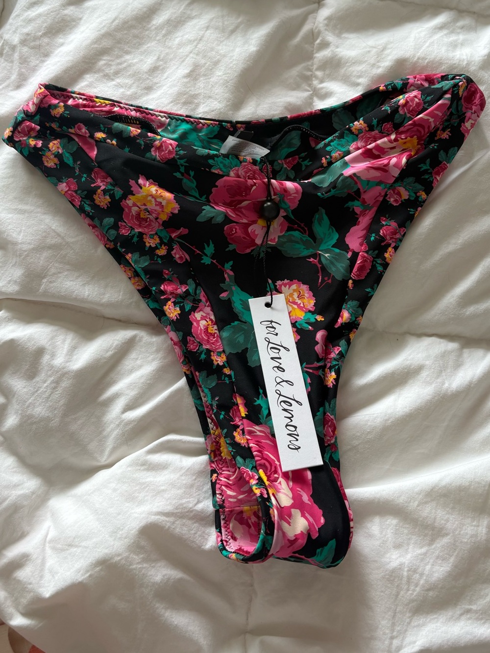 NWT For Love And Lemons Black Floral Bikini Bottoms